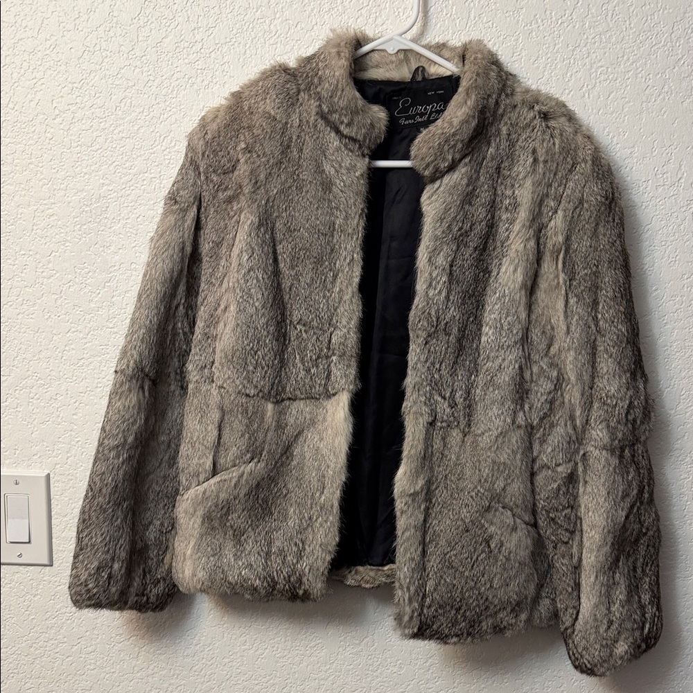 Europa Luxurious Gray Rabbit Fur Teddy Jacket